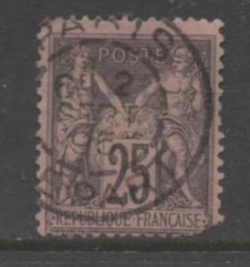 France  Scott# 93 used   singles  BAD LOWER RIGHT CORNER