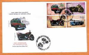 TURKISH CYPRUS 2012 - BUSES AND MOTORBIKES - FDC