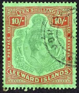 Leeward Is SG113a 10/- Pale Green and dull red/green (ordinary) Cat 425 pounds