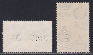 Ceylon Two Perfin Stamps