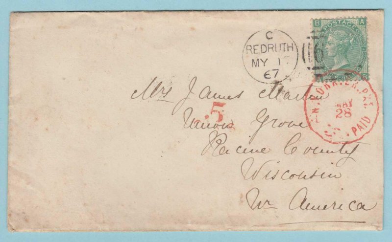 GREAT BRITAIN 38 ON COVER TO WISCONSIN INTERESTING! - CV67