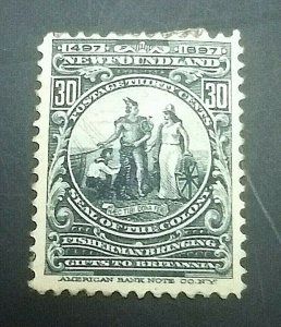 KAPPYSSTAMPS CANADA NEWFOUNDLAND #72 1897 30c CABOT ISSUE MINT HINGED GS0888