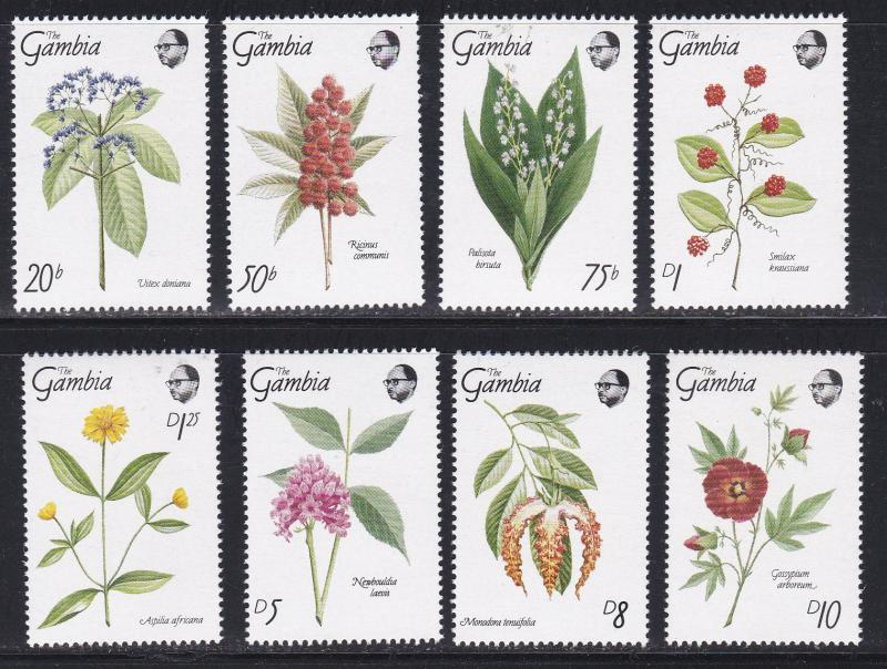 Gambia # 877-884, Medicinal Flowers, NH, 1/2 Cat.