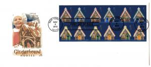 4817-20 Gingerbread Houses, Christmas 2013, pane of 12, ArtCraft, FDC