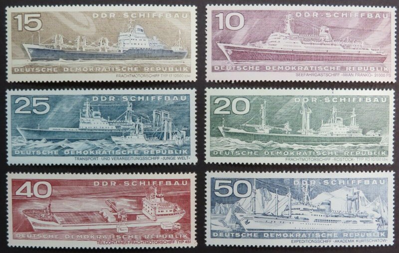 HuskyStamps ~ Germany DDR #1318-1323, set of 6, MNH, Ships, 6 pictures