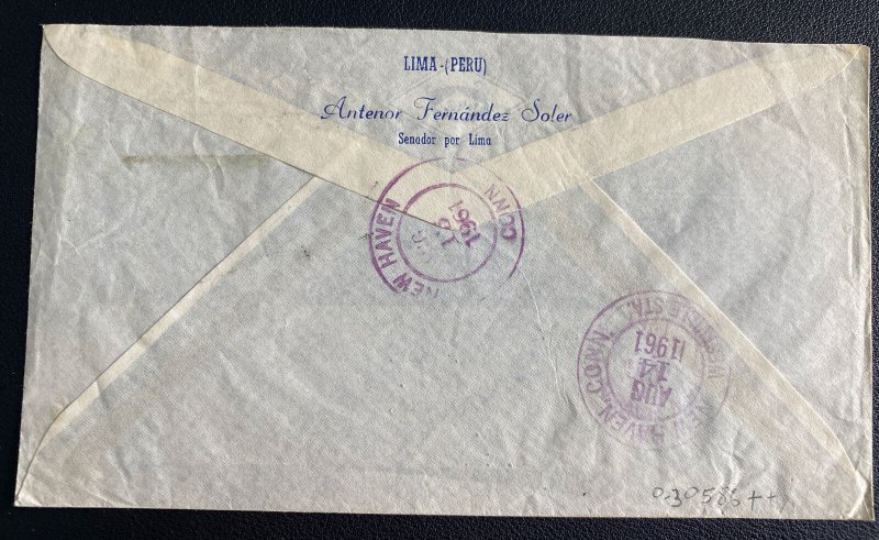 1961 Lima Peru Legislative Political Airmail cover To New Haven CT Usa