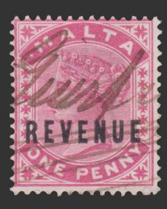 MALTA STAMP. YEAR 1885. SCOTT # 9. USED OVERPRINTED.