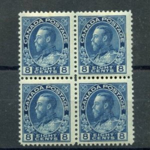 ?#115  eight cent Admiral block 2MH VF, 2MNH VF   Cat$640 Canada mint 