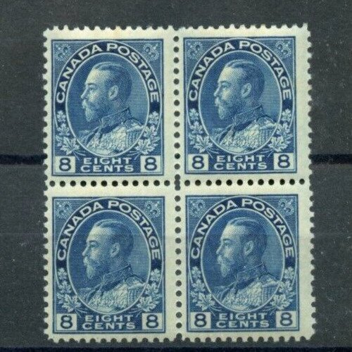 ?#115  eight cent Admiral block 2MH VF, 2MNH VF   Cat$640 Canada mint