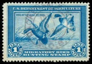 momen: US Stamps #RW1 Duck Used Weiss Cert VF/XF LOT #88795