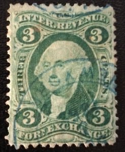 US #R16 Used 3c Green Foreign Exchange Revenue Stamp 1864