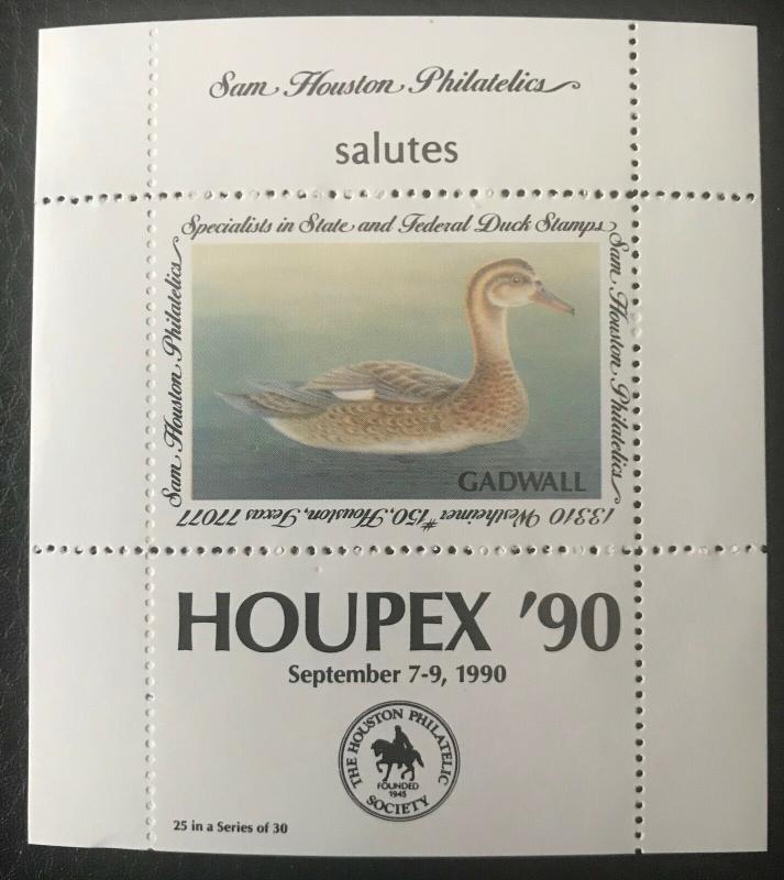 Sam Houston Philatelics salutes Houpex '90 September 7-9, 1990 MNH