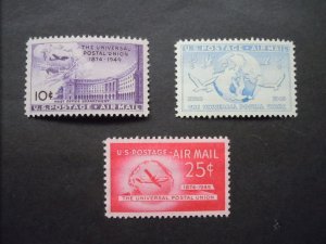 1949 #C42-C44 Universal Postal Union Airmail Set MNH OG VF/XF Incs New Mounts