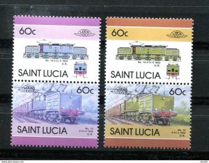 Saint Lucia 1986 Locomotives Trains Pairs color ERROR MNH 14069