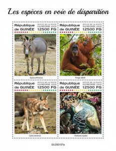 GUINEA - 2020 - Endangered Species - Perf 4v Sheet - Mint Never Hinged