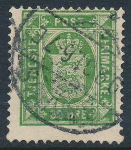 Denmark Scott O9 (AFA TJ7), 32ø green Official, F Used