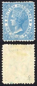 British Honduras SG6 1d Deep Blue Wmk Crown CC Perf 12.5 M/M (Hinge remainder)