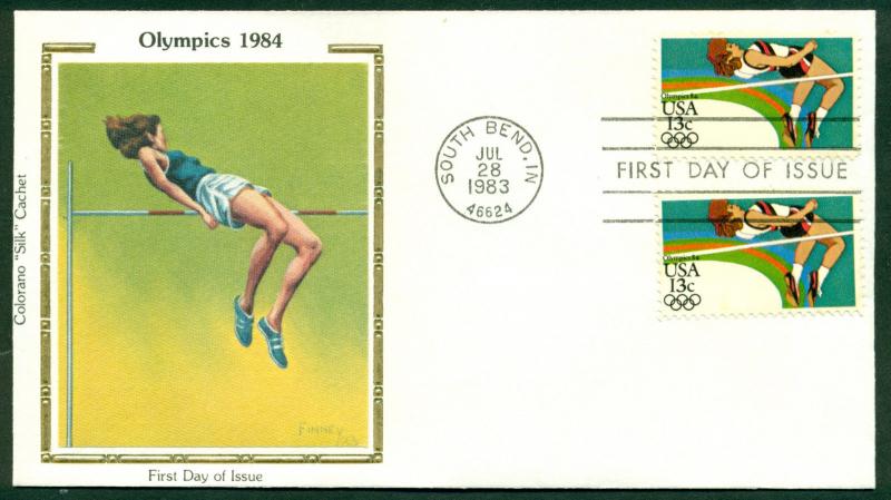 SCOTT # 2049 PR COLORANO SILK CACHET FDC, 1984 OLYMPICS, HIGH JUMP, GREAT PRICE!