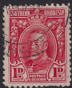 Southern Rhodesia 1931 - 37  KGV 1d Scarlet used SG 16 Perfs 12 ( T770 )