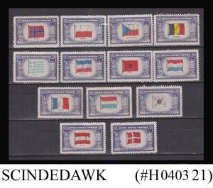 UNITED STATES USA 1943-44 OVERRUN COUNTRIES ISSUE / FLAG SC#909-921 13V MNH