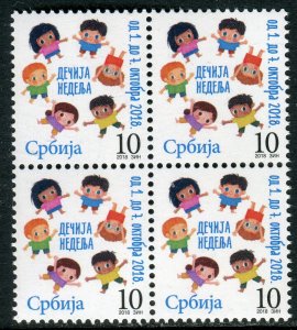 1329 SERBIA 2018 - Childrens Week - MNH Surcharge Stamp - Block of 4