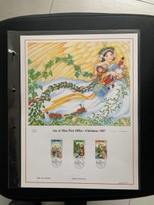 1987 Isle of Man Christmas first day cover panel, big size with plastic holder