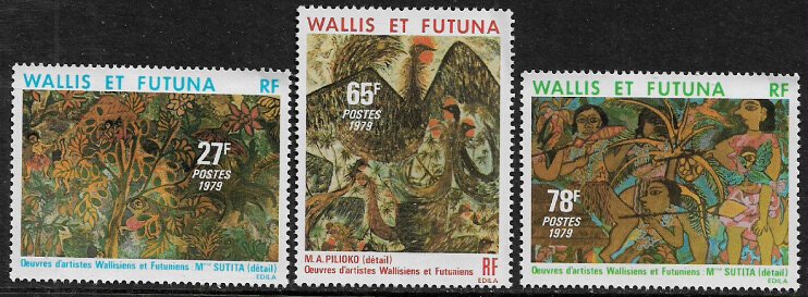 Wallis & Futuna #242-4 MNH Set - Paintings by Local Artists