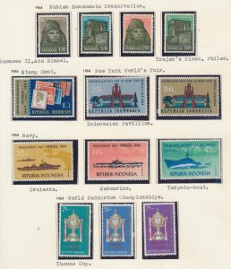 Indonesia 1964 Nubian Monuments, Ships, Badminton Mi 439-445, 454-459 Mostly MNH