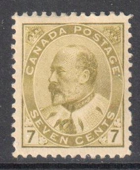 Canada #92i Mint VF OG H C$600.00 -- Greenish Bistre Shade