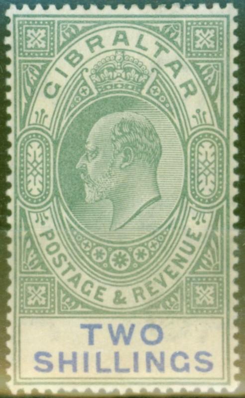 Gibraltar 1903 2s Green & Blue SG52 Fine & Fresh Lightly Mtd Mint (6) 