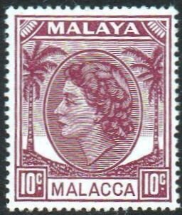 Malacca 1954 10c brown-purple MH