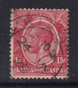 Kenya, Uganda, & Tanzania #24 used 1922 King George V  15c