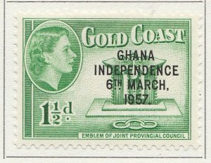 1957 GHANA 1 1/2DMH* Stamp A4P40F40118-