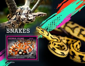 SIERRA LEONE - 2019 - Snakes - Perf Souv Sheet - Mint Never Hinged