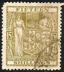 NEW ZEALAND AR 58 USED 1931 15sh Postal-Fiscal CV $42.50