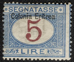Eritrea #J10 Postage Due 5 Lire Italian Colony Stamp Africa 1903 Mint
