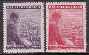 Bohemia Moravia 1943 Sc B18-9 Nazi Adolf Hitler WW2 German Occupation Stamp MNH