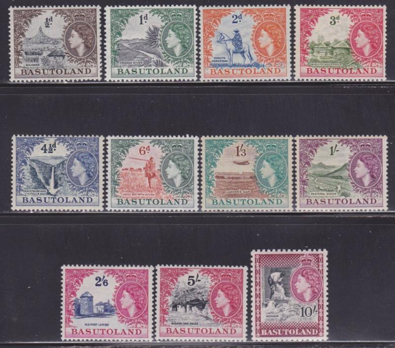 Basutoland Scott # 46-56 VF lightly hinged set nice colors cv $ 111 ! see pic !