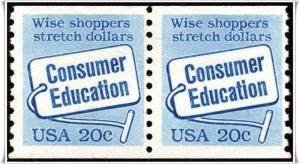 SC#2005 20¢ Consumer Education Coil Pair (1982) MNH