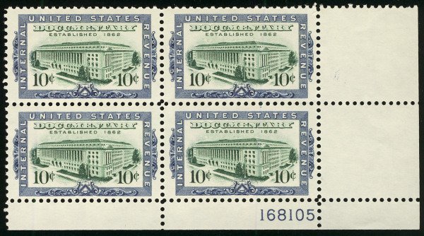 US #R733 PLATE BLOCK, VF/XF mint lightly hinged, a select mint plate block,  ...