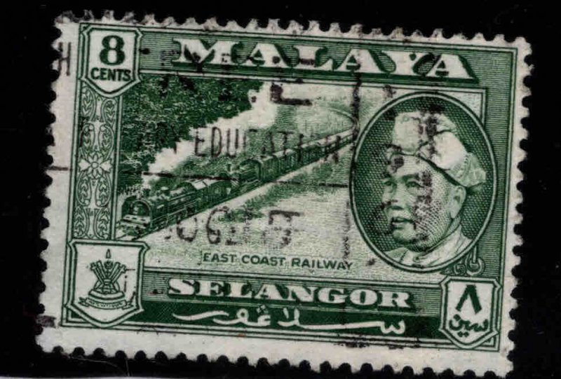 MALAYA-Selangor Scott 106 Used Train on East Coast railway stamp