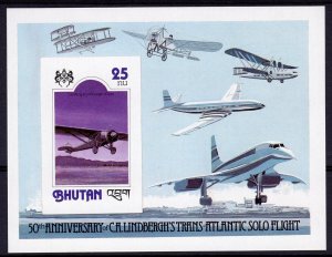 Bhutan MNH S/S 50th Ann. Lindbergh's Flight & Concorde 1978