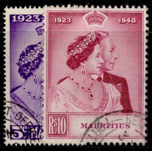 MAURITIUS GVI SG270-271,  1949 ROYAL SILVER WEDDING set, FINE USED. Cat £45.