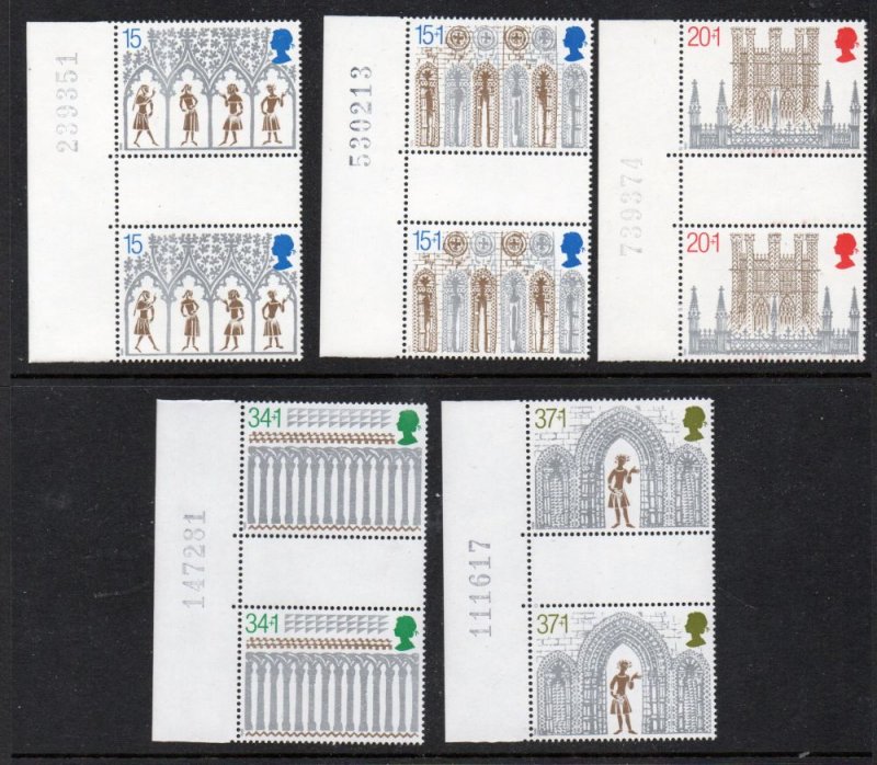 Great Britain Sc 1294, B2-5 1989 Christmas gutter pairs stamp set mint NH