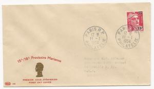 France Scott #706 on First Day Cover Paris to USA January 11, 1954