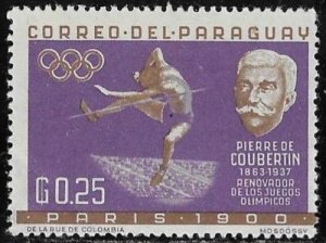 Paraguay 1963 Mint Stamp Scott #737 Pierre De Coubertin Olympics Paris 1900