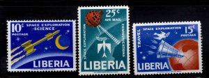 LIBERIA Scott 408-409, C151 MH* Space stamp set