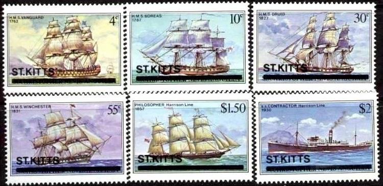 Ships, St. Kitts stamp SC#38-43 MNH set