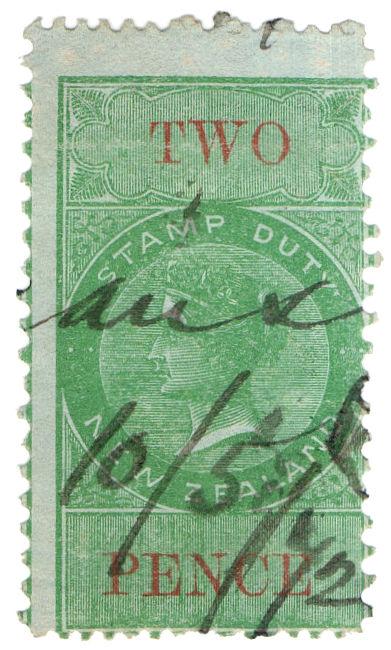 (I.B) New Zealand Revenue : Stamp Duty 2d (1867)