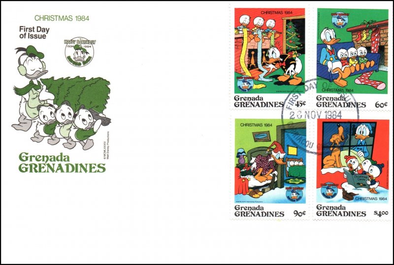 Grenada Grenadines 631-636 Disney's Set of Three U/A FDC